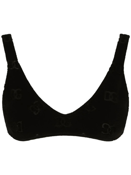  Dolce & Gabbana Dg-logo Flocked Bralette Top - Black 