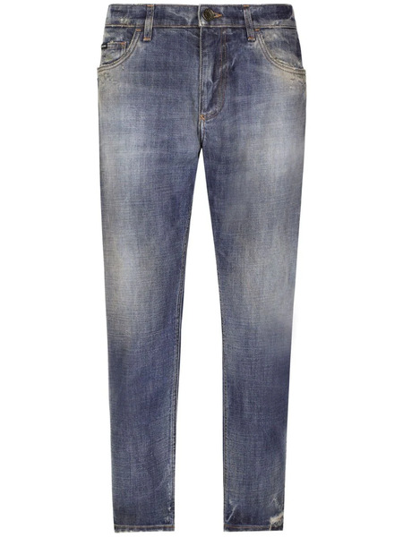  Dolce & Gabbana Distressed-effect Tapered Jeans - Blue 