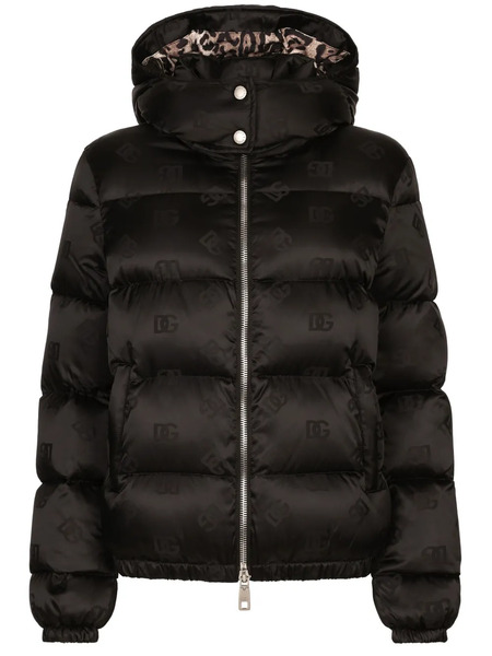  Dolce & Gabbana Dna Monogram-jacquard Puffer Jacket - Black 