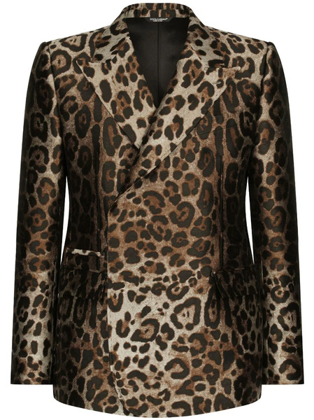  Dolce & Gabbana Double-breasted Leopard-print Suit - Brown 