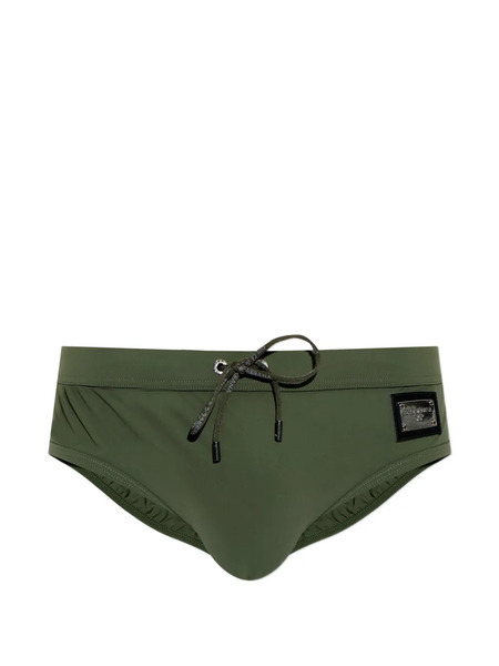  Dolce & Gabbana Drawstring Logo-plaque Swim Trunks - Green 