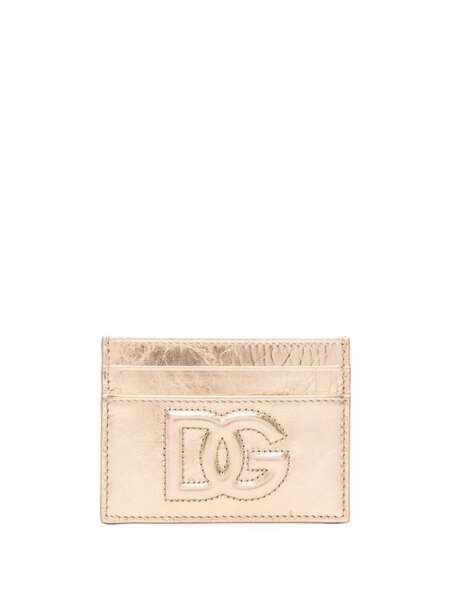  Dolce & Gabbana Embossed-logo Metallic-effect Wallet - Gold 