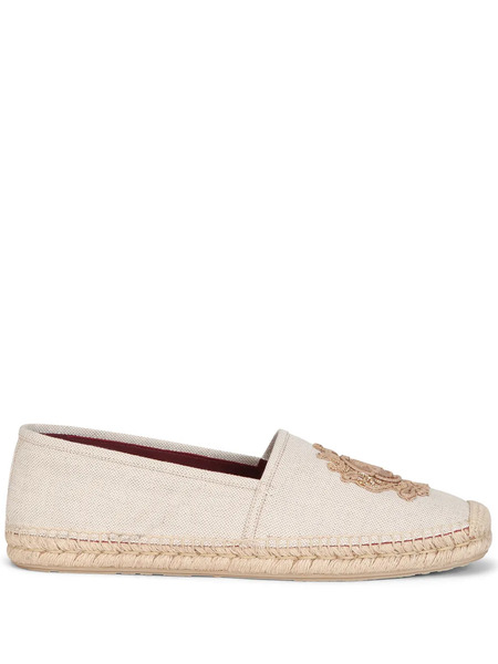  Dolce & Gabbana Embroidered Canvas Boccaccio Espadrilles - Neutrals 