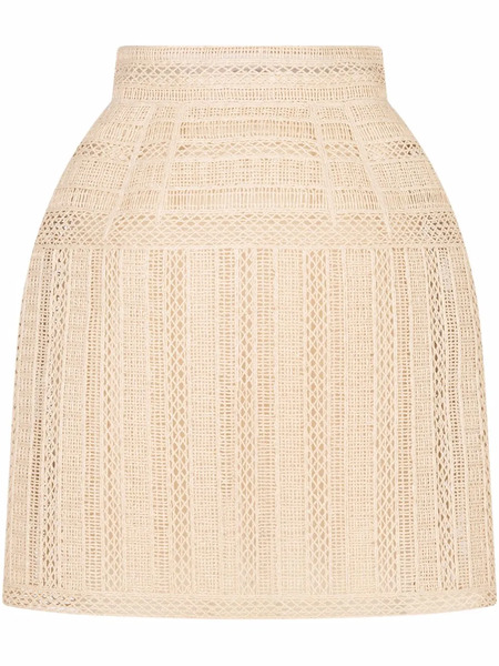  Dolce & Gabbana Embroidered Raffia Miniskirt - Neutrals 
