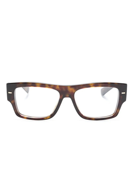  Dolce & Gabbana Eyewear Logo Engraved Rectangle-frame Glasses - Brown 