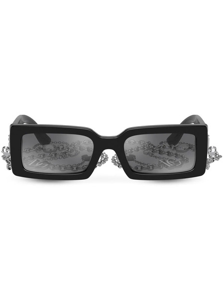  Dolce & Gabbana Eyewear Zebra Rectangle-frame Sunglasses - Black 