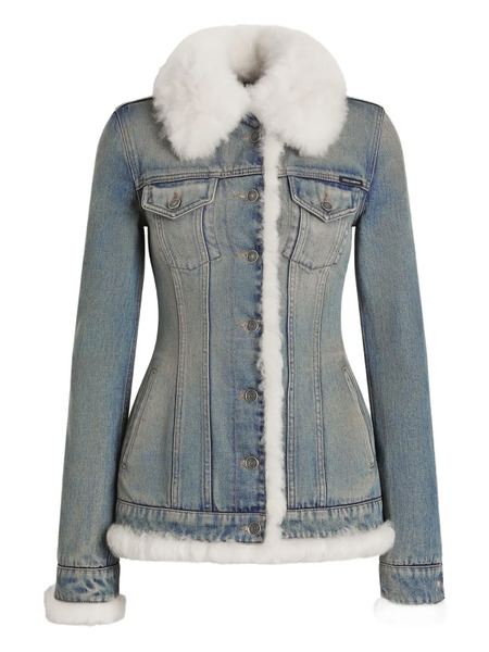  Dolce & Gabbana Faux-fur Denim Jacket - Blue 
