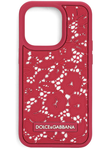  Dolce & Gabbana Floral Lace Iphone 14 Pro Case - Pink 