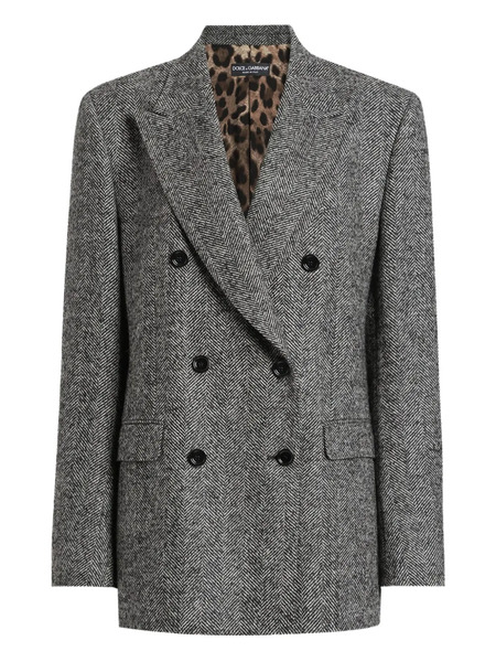  Dolce & Gabbana Herringbone Double-breasted Jacket - Grey 
