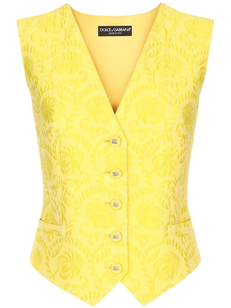  Dolce & Gabbana Jacquard Cotton-blend Waistcoat - Yellow 