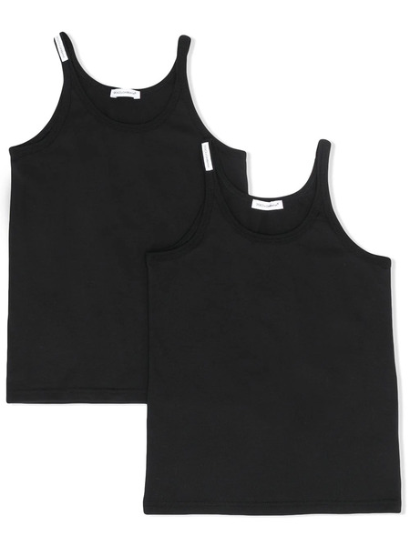  Dolce & Gabbana Kids Cotton Tank Top (pack Of Two) - Black 