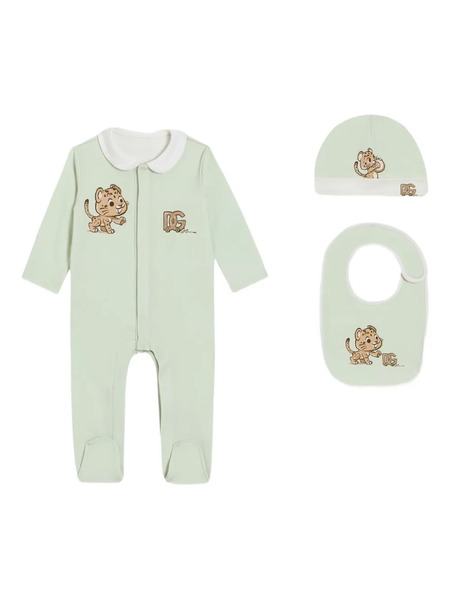  Dolce & Gabbana Kids Leopard-motif Babygrow (set Of Three) - Green 