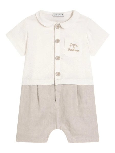  Dolce & Gabbana Kids Logo-embroidered Romper - Neutrals 