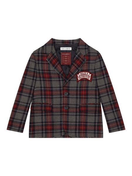  Dolce & Gabbana Kids Logo-patch Single-breasted Blazer - Grey 