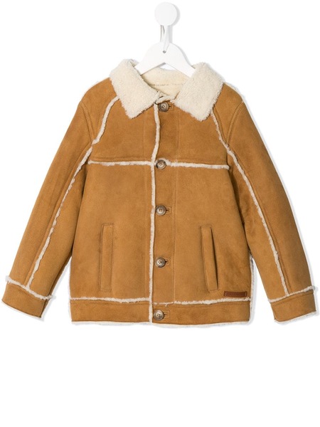 Dolce & Gabbana Kids Shearling-trim Single-breasted Jacket - Brown 