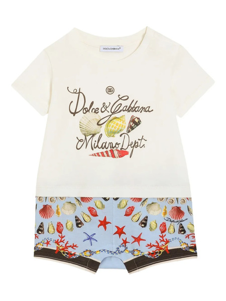  Dolce & Gabbana Kids Shell-print Romper - White 