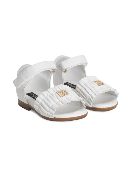  Dolce & Gabbana Kids Shirred Logo Sandals - White 