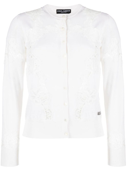  Dolce & Gabbana Lace-inserts Buttoned Cardigan - White 