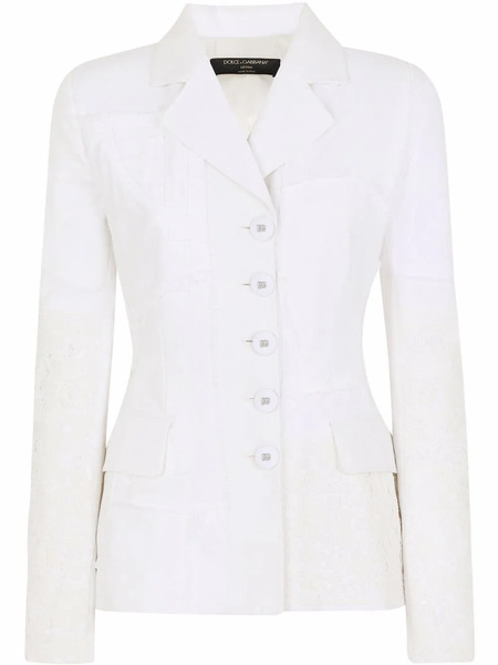  Dolce & Gabbana Lace-patchwork Single-breasted Blazer - White 