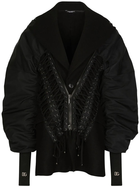  Dolce & Gabbana Lace-up Bomber Jacket - Black 