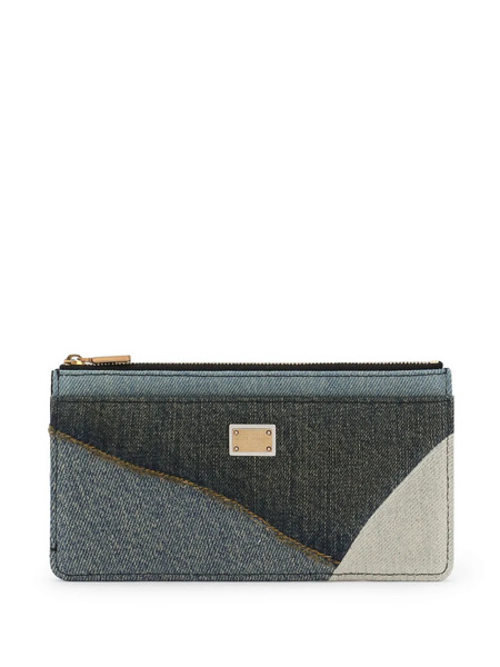  Dolce & Gabbana Large Card Holder In Patchwork Denim - Blue 