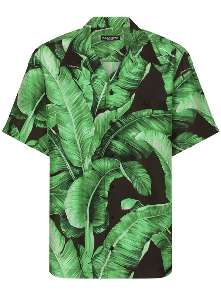  Dolce & Gabbana Leaf-print Silk Shirt - Green 