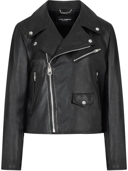  Dolce & Gabbana Leather Biker Jacket - Black 
