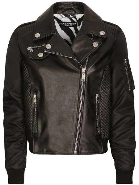  Dolce & Gabbana Leather Biker Jacket - Black 