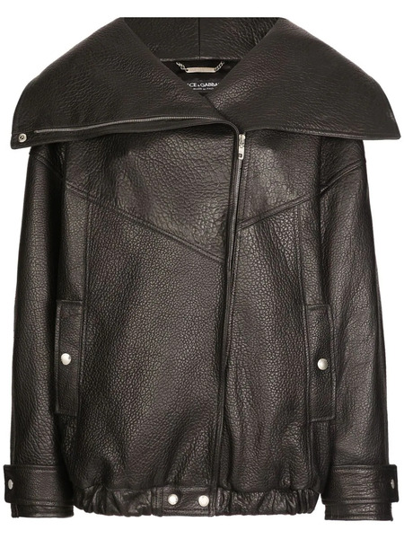  Dolce & Gabbana Leather Biker Jacket - Black 