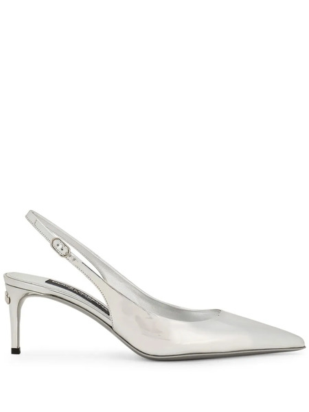  Dolce & Gabbana Leather Slingback Pumps - Silver 