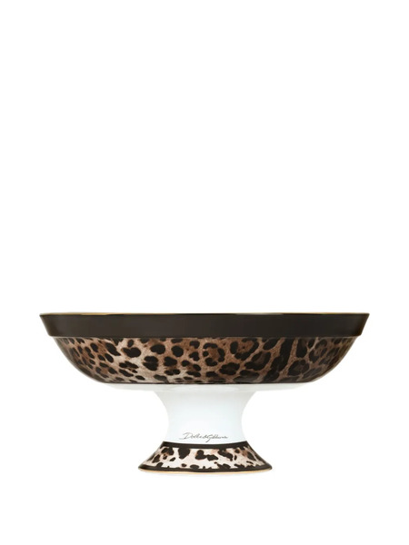  Dolce & Gabbana Leopard Porcelain Fruit Bowl - Brown 