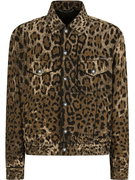  Dolce & Gabbana Leopard-print Denim Jacket - Brown 