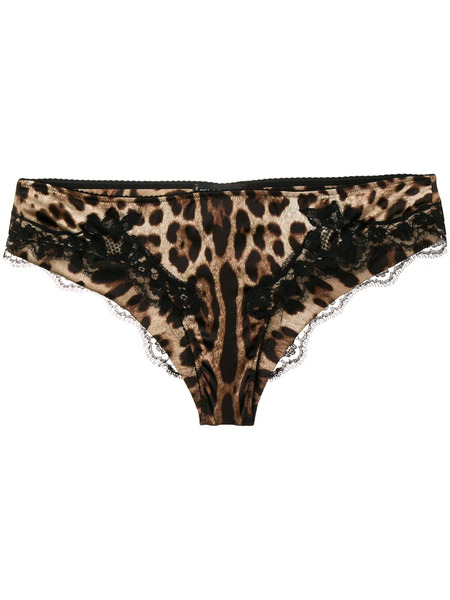  Dolce & Gabbana Leopard-print Satin Briefs - Brown 