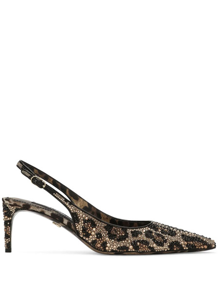  Dolce & Gabbana Leopard-print Slingback Pumps - Brown 