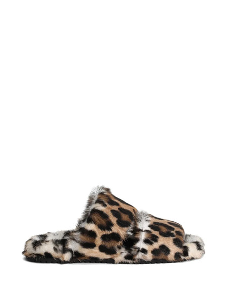  Dolce & Gabbana Leopard-print Slippers - Brown 