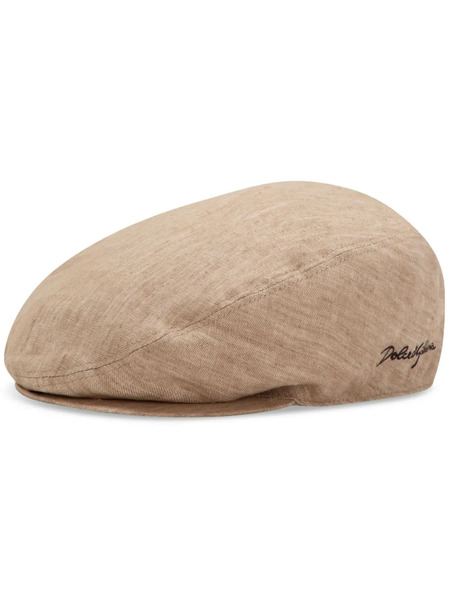  Dolce & Gabbana Linen Twill Flat Cap - Neutrals 
