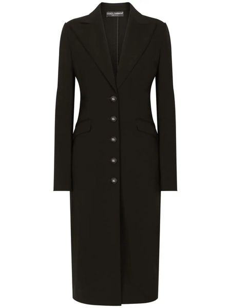  Dolce & Gabbana Logo-button Single-breasted Coat - Black 