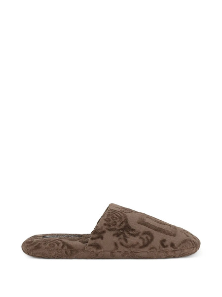  Dolce & Gabbana Logo-embroidered Slippers - Brown 