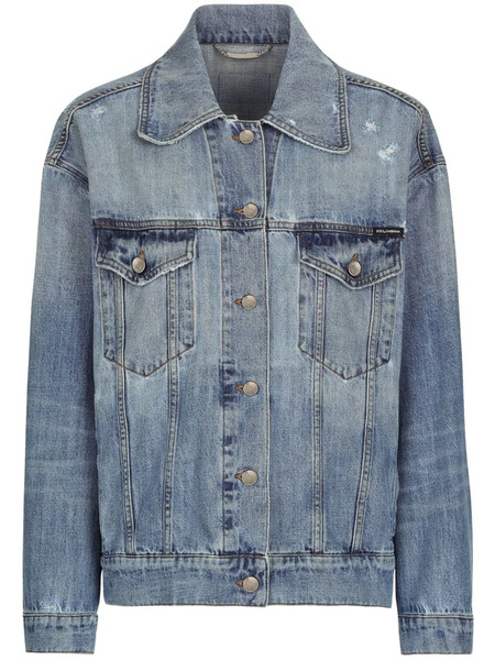  Dolce & Gabbana Logo-patch Cotton Denim Jacket - Blue 