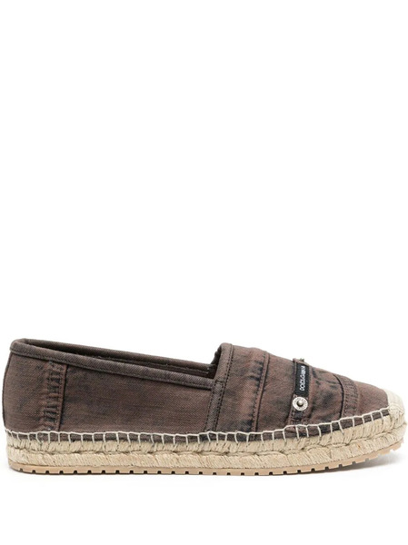  Dolce & Gabbana Logo-patch Denim Espadrilles - Brown 