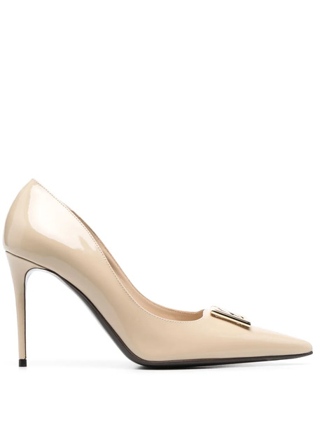  Dolce & Gabbana Logo-plaque Leather Pumps - Neutrals 