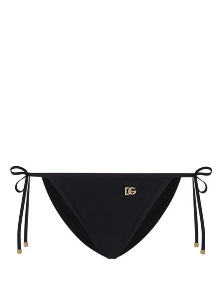  Dolce & Gabbana Logo-plaque Side-tie Bikini Bottom - Black 