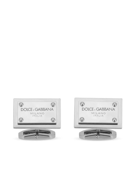  Dolce & Gabbana Logo-plaque Square-shape Cufflinks - Silver 