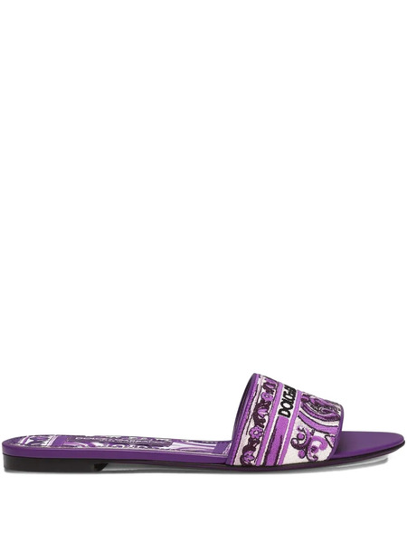  Dolce & Gabbana Majolica-pattern Slides - Purple 