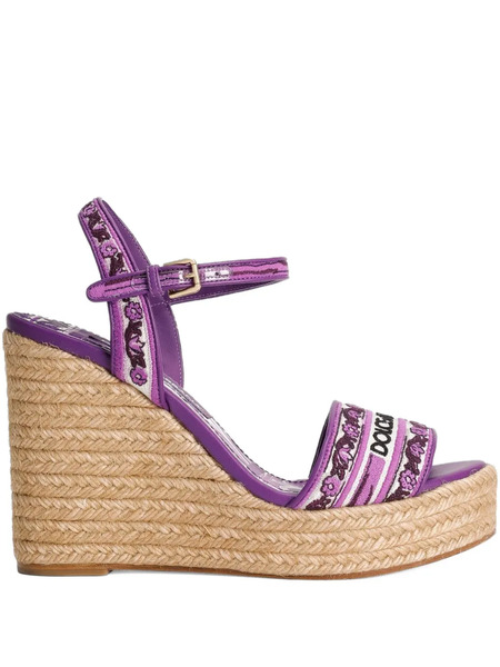  Dolce & Gabbana Majolica-print Open-toe Espadrilles - Purple 