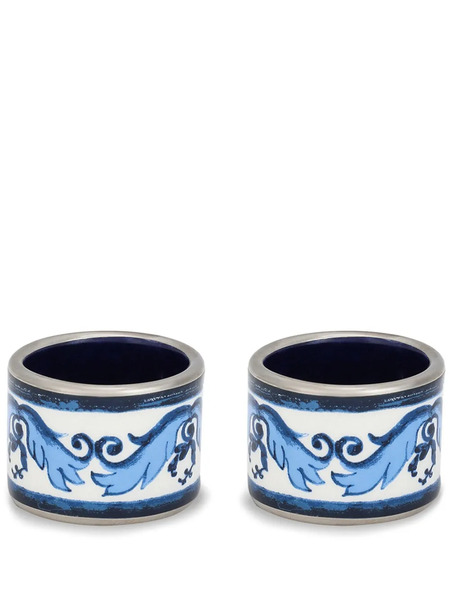  Dolce & Gabbana Medium Ceramic Napkin Rings (set Of Two) - Blue 