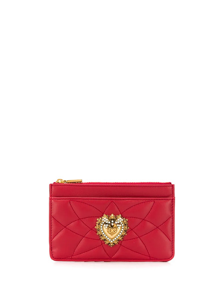  Dolce & Gabbana Medium Devotion Quilted Card Holder - Red 