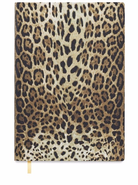  Dolce & Gabbana Medium Leopard-print Leather Blank Notebook - Yellow 