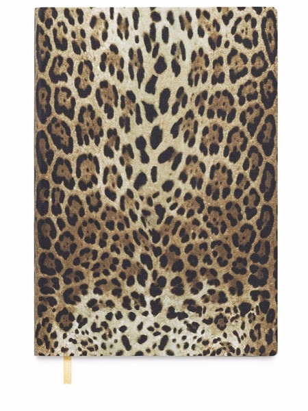  Dolce & Gabbana Medium Leopard-print Leather Ruled Notebook - Brown 