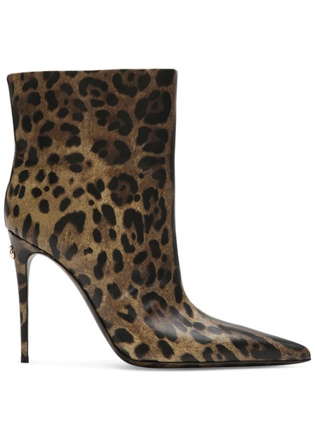  Dolce & Gabbana 105mm Leopard-print Leather Boots - Brown 